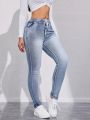 Women's Drawstring Waist Slim Fit Jeans