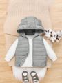 SHEIN Baby Boy 1pc 3D Ear Design Hooded Vest Jacket