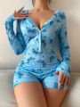 Women'S Butterfly Printed Pajamas Romper