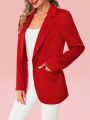 SHEIN Clasi Women's Alentine's Day  Notched Lapel Collar Blazer