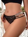 Women'S Plus Size Patchwork Lace Love Heart Ring Panties