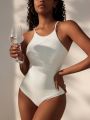 SHEIN Swim Basics Women'S One Piece Swimwear With Shoulder Straps