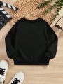 Young Boy Slogan & Cartoon Graphic Drop Shoulder Sweatshirt