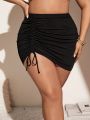 SHEIN Swim Basics Plus Size Women's Drawstring Cover Up Skirt