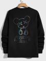 Manfinity Men Reflective Bear & Slogan Graphic Tee