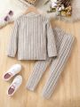 SHEIN Kids EVRYDAY Little Girls' Ribbed Top And Leggings Set