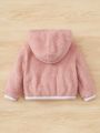 SHEIN Baby Girl Dual Pocket Hooded Flannelette Jacket