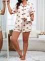 Loose And Comfortable Cartoon Bear Printed Pajamas And Shorts Homewear Set