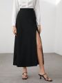 SHEIN BIZwear Women'S High Slit Hem Midi Skirt