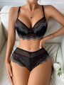 Ladies' Mesh Lace Sexy Bra And Panty Set (Wire-Free)