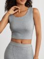 Solid Color Short Cut Home Wear Vest Top