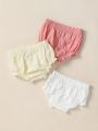 SHEIN 3pcs/Set Baby Girls' Twill Solid Color Triangle Diaper Covers, Cute And Casual For Summer