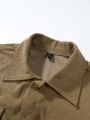 Men's Drop Shoulder Corduroy Jacket With Double Pockets