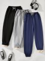 Teen Boy 3pcs Drawstring Waist Thermal Sweatpants