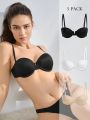 SHEIN Leisure 3pcs Women'S Solid Color Underwire Bras