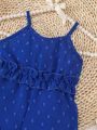 Baby Swiss Dot Frill Trim Cami Jumpsuit