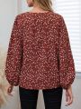 EMERY ROSE Women's Lantern Sleeve Shirt With Small Floral Pattern