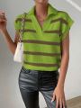 SHEIN Frenchy Women's Striped Sweater Vest With Collar