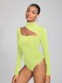 NEW FEMME Turtle Neck Longsleeve Bodysuit With Cut Out