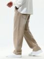 Men's Khaki-colored Wide-leg Jeans, Washed