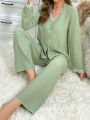 Lace Trim Pocket Patched PJ Set