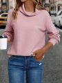 SHEIN LUNE Cowl Neck Drop Shoulder Sweatshirt