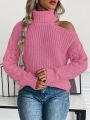 Women's Off-shoulder Solid Color Loose Sweater