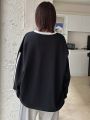 Dazy Star Women'S Letter Print Drop Shoulder Sweatshirt