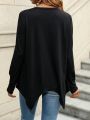 Half Zip Asymmetric Hem T-Shirt