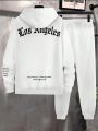 Manfinity Men's Los Angeles Printed Hoodie And Sweatpants Set With Drawstring