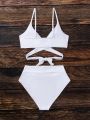 SHEIN Swim Basics Wrap Overlap Waist Bikini Swimsuit