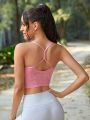 Yoga Basic Space Dye Cut Out Back Sports Cami Top