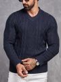 Manfinity Men V Neck Cable Knit Sweater