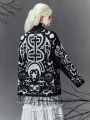 Goth Tasselled Patterned Cardigan With Open Front Design