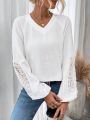 SHEIN VCAY Solid Color Embroidery Casual Shirt