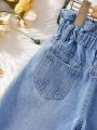 Toddler Girls Paperbag Waist Wide Leg Jeans