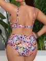 SHEIN Swim Vcay Plus Size Women'S Floral Printed Swimsuit Set