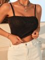 Solid Lace Crop Cami Basic Top