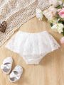 Baby Girls' Jacquard Lace White Skirt Hem Triangle Shorts