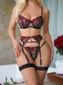 Women'S Sexy Floral Embroidered Mesh Lingerie