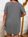 Plus Size V Neck Comfortable Skin-Friendly Batwing Sleeves Sleepwear Dress