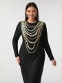 Marina Oliveira Women's Plus Size Necklace Pattern Round Neck Bodycon Dress