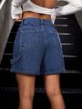 Women's Straight-Leg Denim Shorts With Slanted Pockets