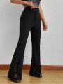 SHEIN Lace Patchwork Flare-Leg Long Pants