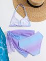 Young Girl Gradient Swimsuit Set