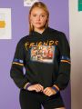 FRIENDS X SHEIN Figure & Letter Graphic Drop Shoulder Hoodie