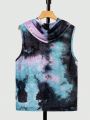 SHEIN Male Teenagers Casual Comfortable Letter Pattern Tie Dye Hooded Vest Top