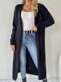 SHEIN Essnce Color Block Long Open Front Cardigan