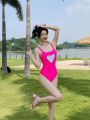 Women's One-piece Swimsuit With Heart Print