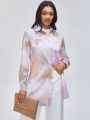 MCiro Tie Dye Button Front Shirt Dress